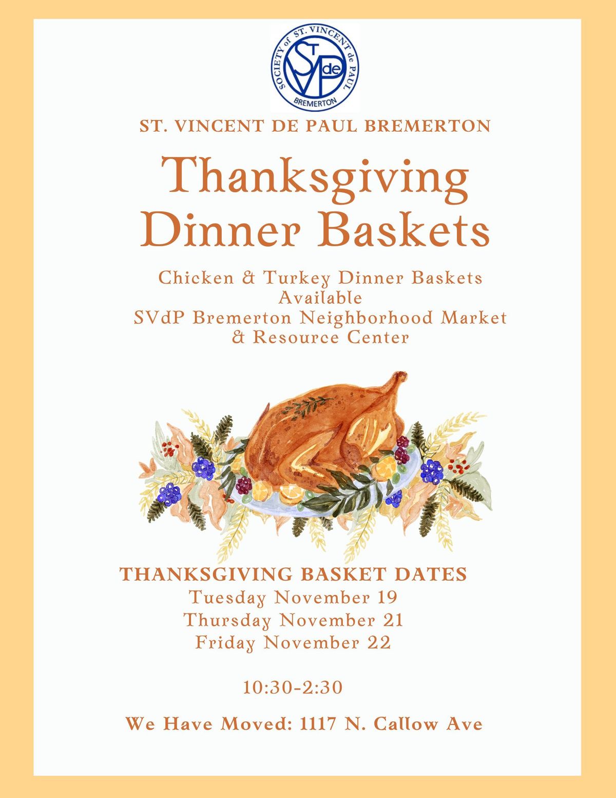 Thanksgiving Dinner Basket Pick Up 