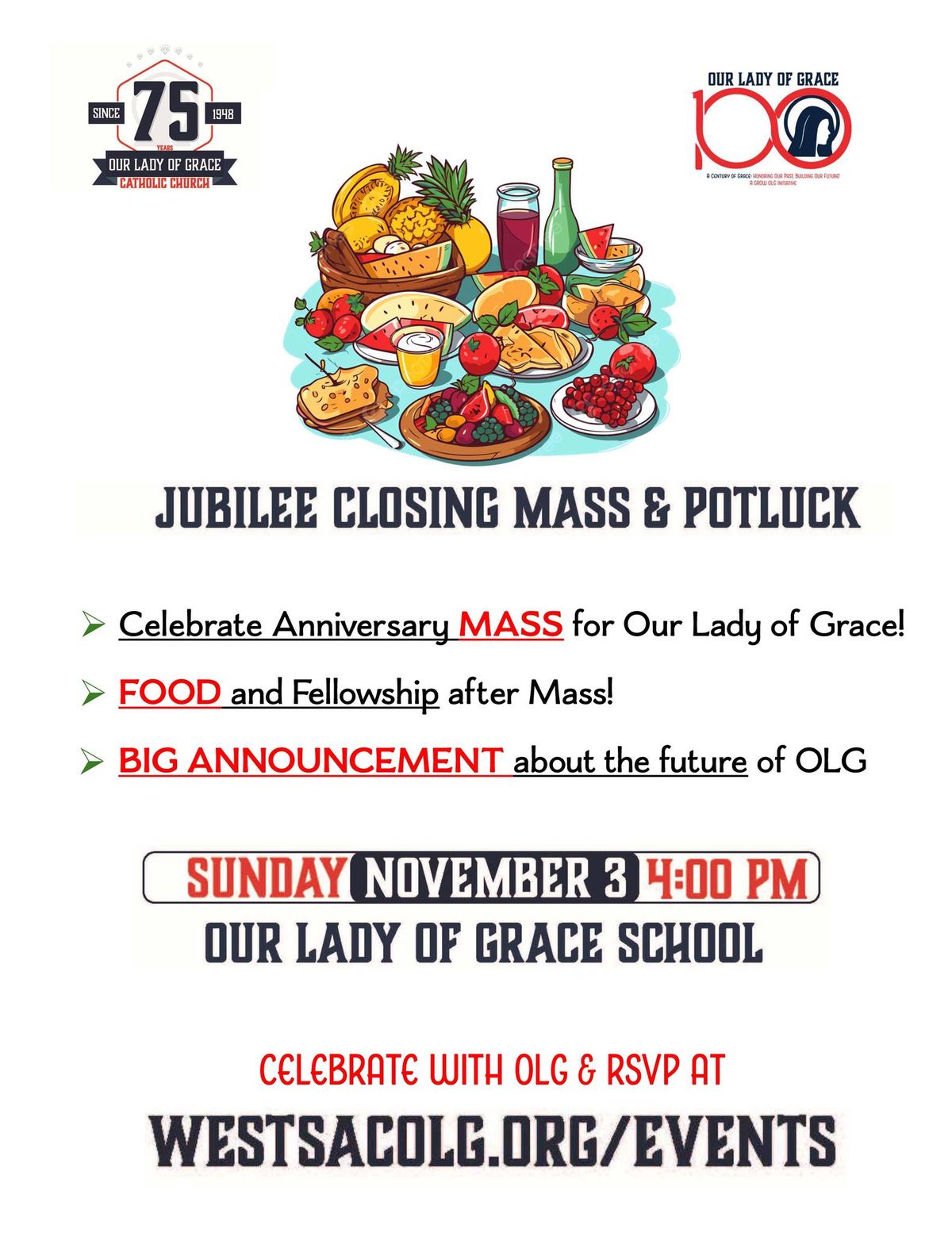 OLG Parish 75th Jubilee Closing Mass & Potluck