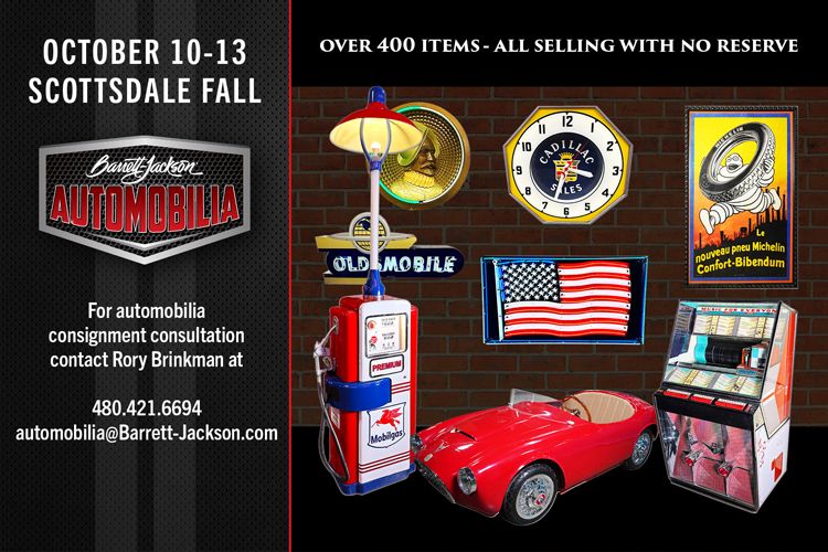 Barrett Jackson Automobilia Scottsdale Fall Auction October 10th-13th, 2024