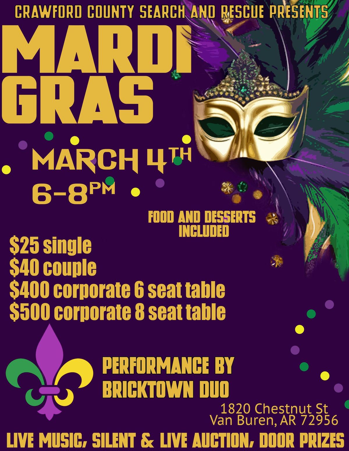 Crawford County SAR Mardi Gras Dinner