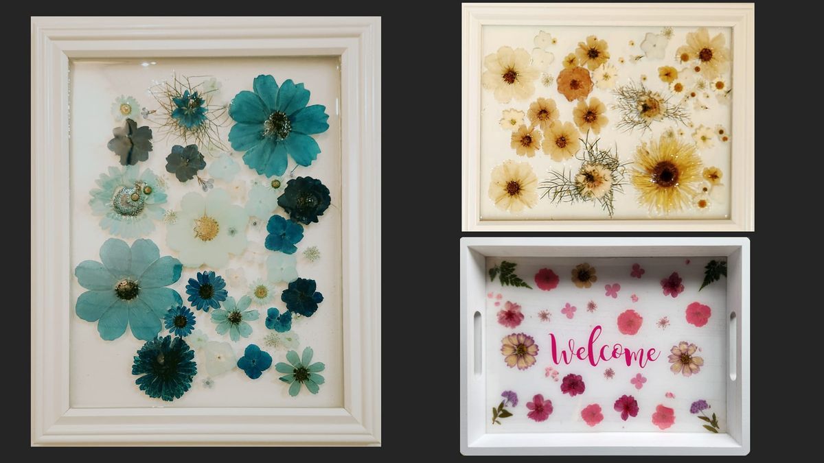 Make an Epoxy Resin Dried Flower Collage on Framed Glass or a Serving Tray