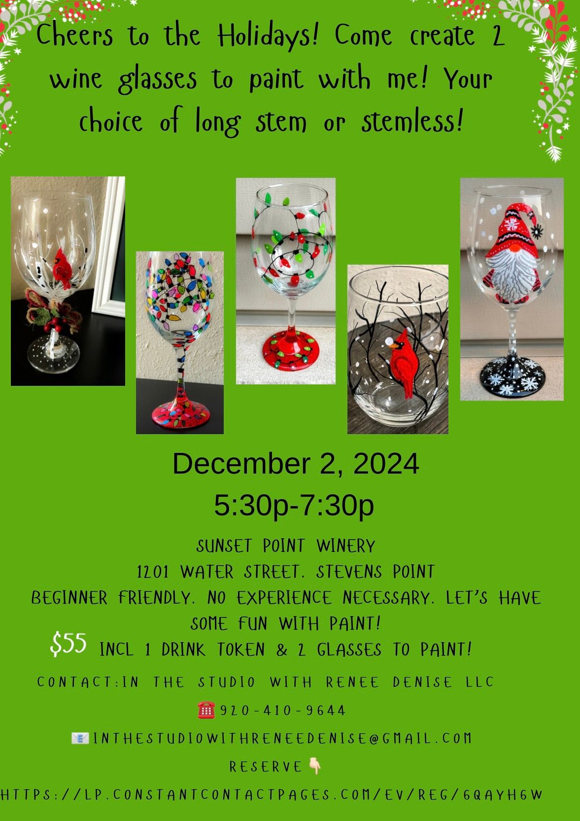 Cheers to the Holidays! Let\u2019s create 2 of these festive wine glasses!