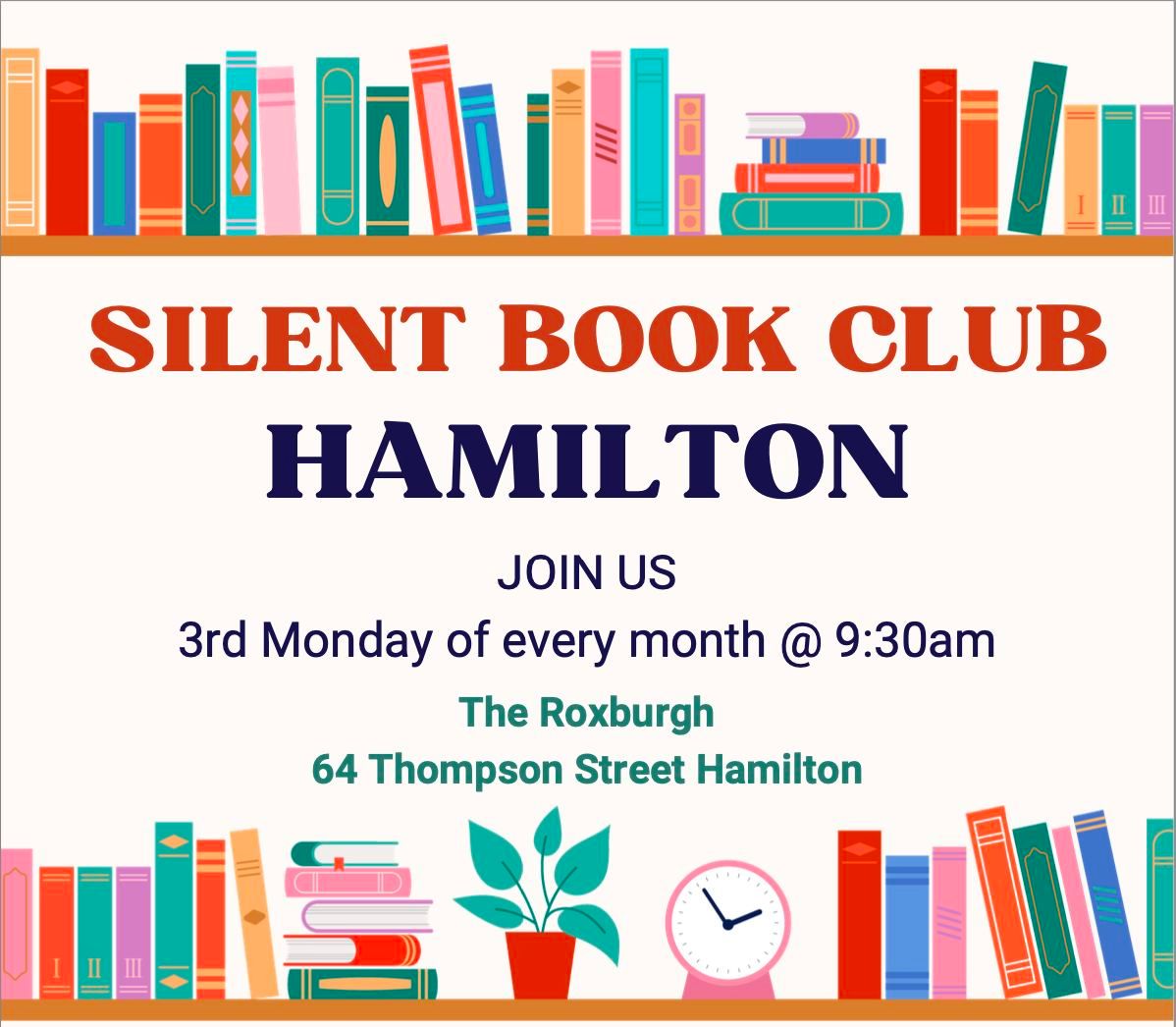 Monthly meetup - Silent Book Club - Hamilton