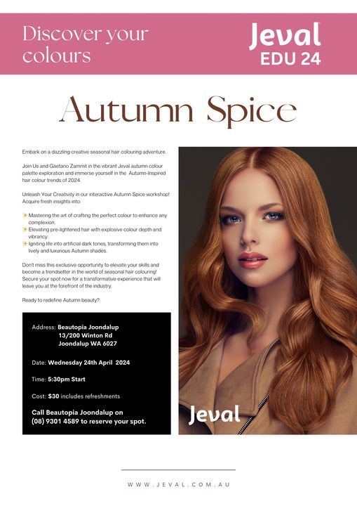 Jeval Autumn Spice Workshop- Beautopia Joondalup