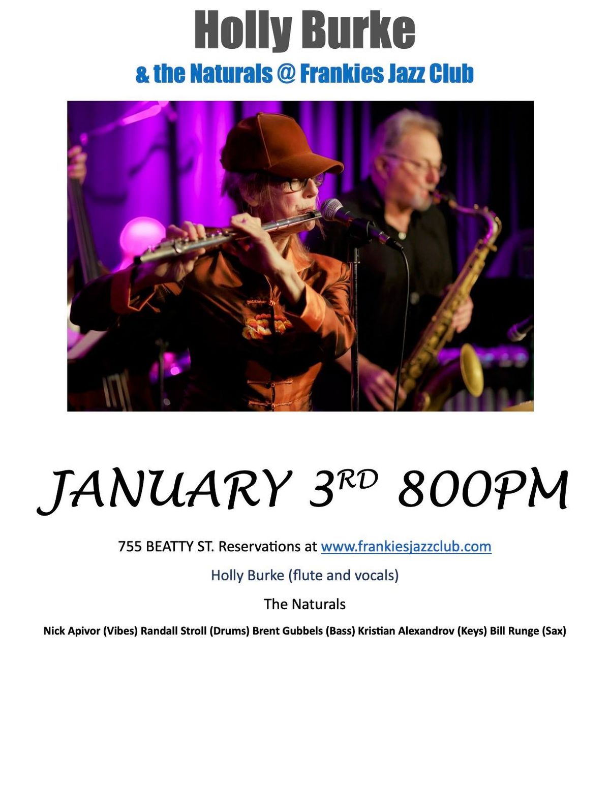 You're Invited to the Naturals at Frankies Jazz Club