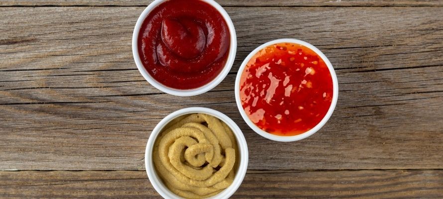 Condiments: Mustard, Tomato Sauce and Sweet Chilli