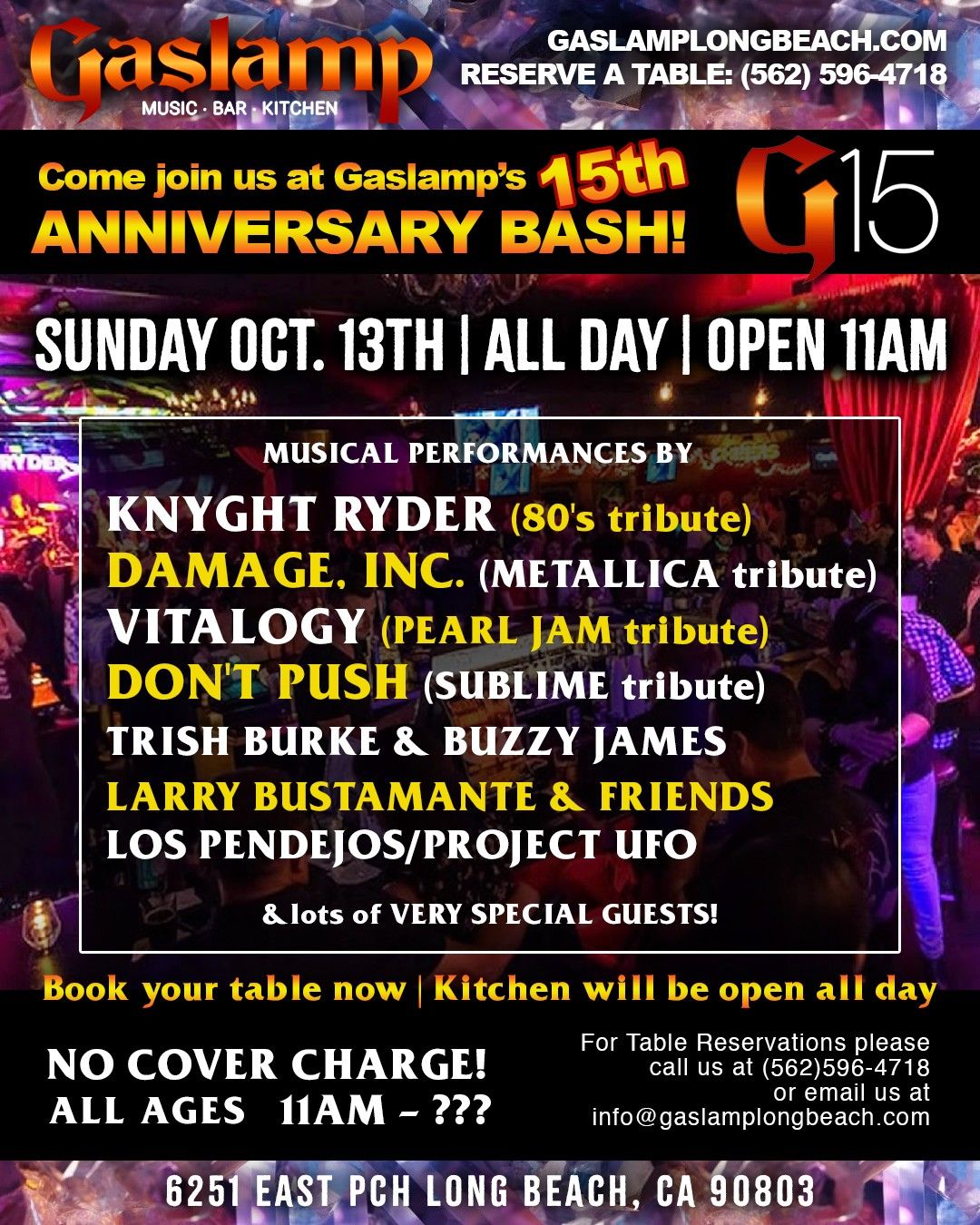 G15! ... GASLAMP'S 15th ANNIVERSARY BASH