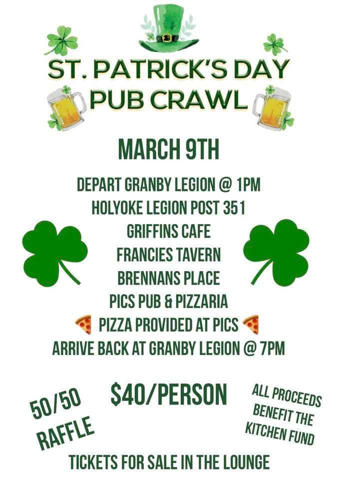 St. Patricks Day Pub Crawl, 74 Pleasant St, Granby, MA, 9 March 2024
