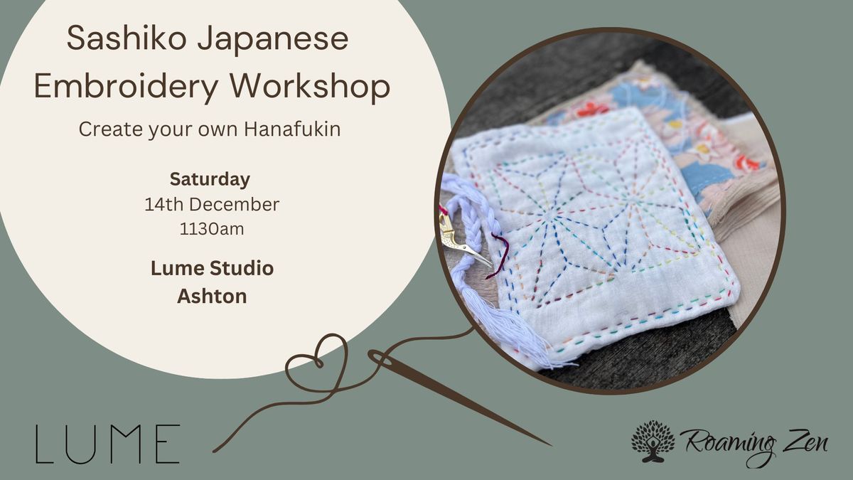 Create your own Hanafukin: Sashiko Japanese Embroidery Workshop