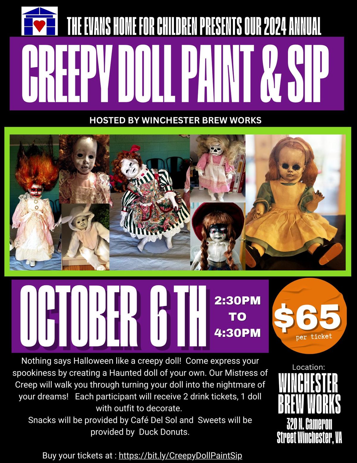 Creepy Doll Paint & Sip