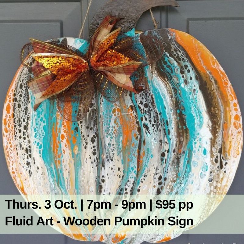 Fluid Art - Wooden Pumpkin Sign 