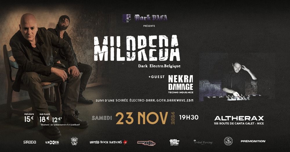 Mildreda + Nekra Damage live, suivi d'une soir\u00e9e \u00e9lectro dark, EBM, goth, darkwave