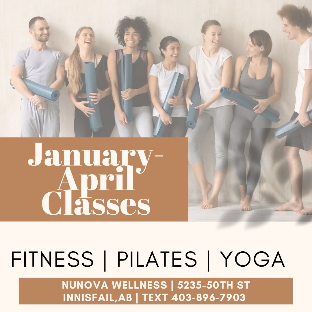 Fitness, pilates and Yoga classes Jan-April 2025