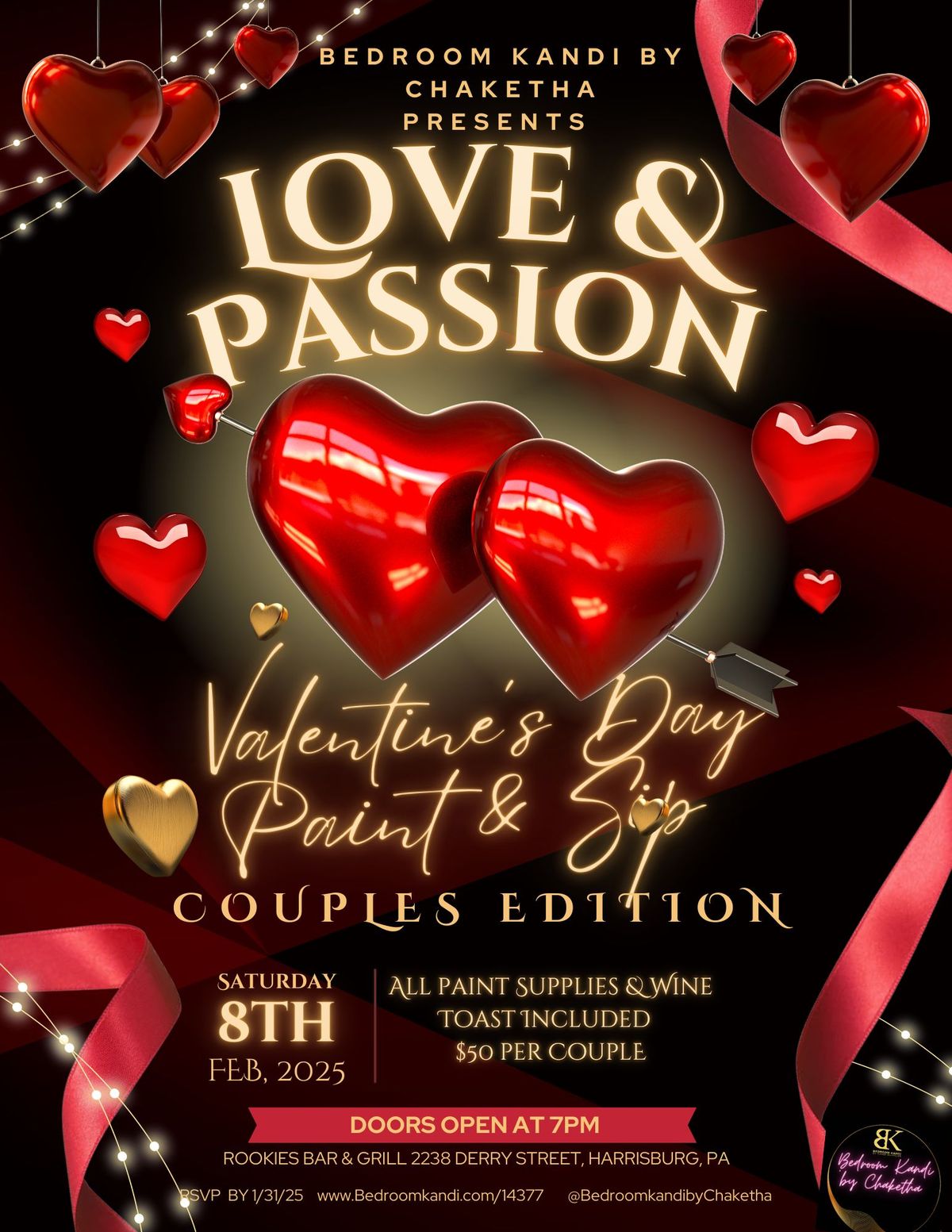 LOVE AND PASSION VALENTINE'S DAY PAINT AND SIP 