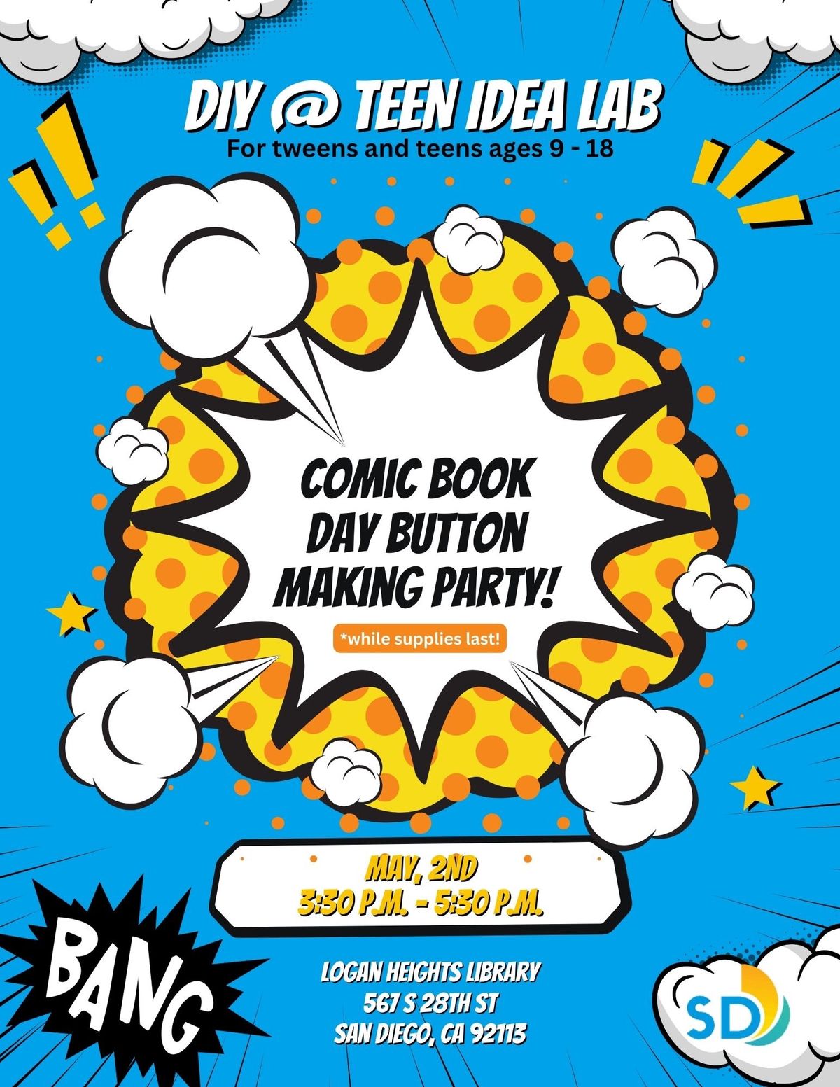 DIY at the Teen IDEA Lab: May 4th\/Comic Book Day Button Making Party!!