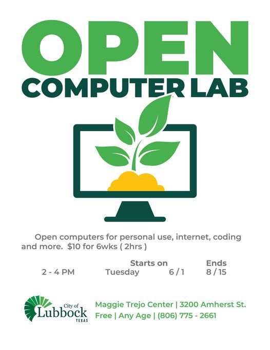 Open Computer Lab, Maggie Trejo Center, Lubbock, 1 June 2021