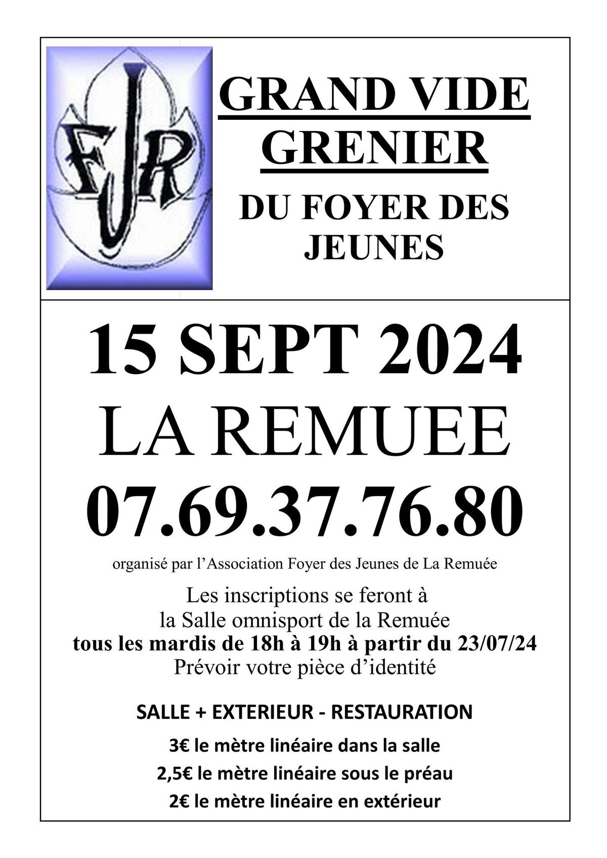 Grand vide grenier du Foyer des Jeunes de La Remu\u00e9e