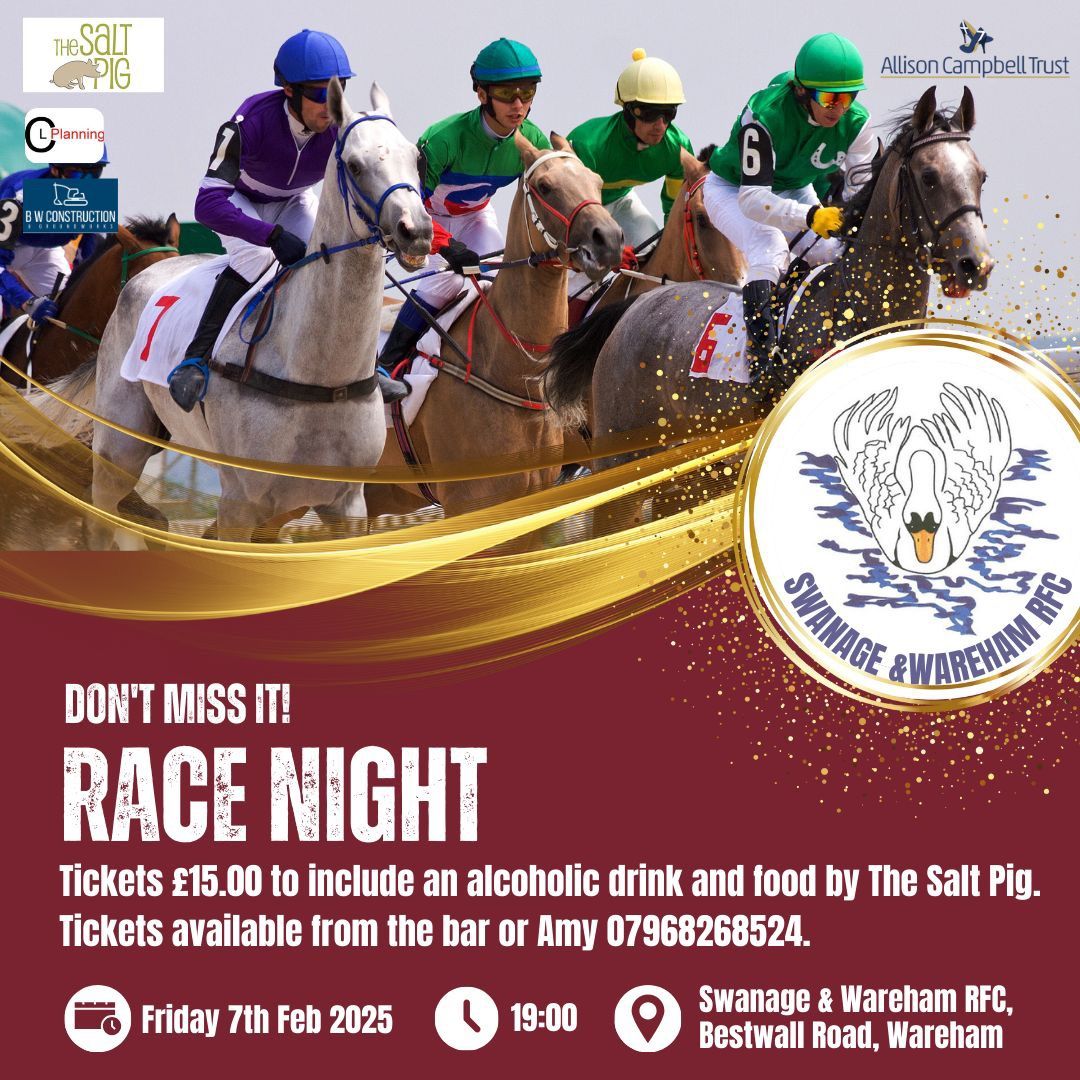 \ud83c\udfc7 Race Night at Swanage & Wareham RFC! \ud83c\udfc7