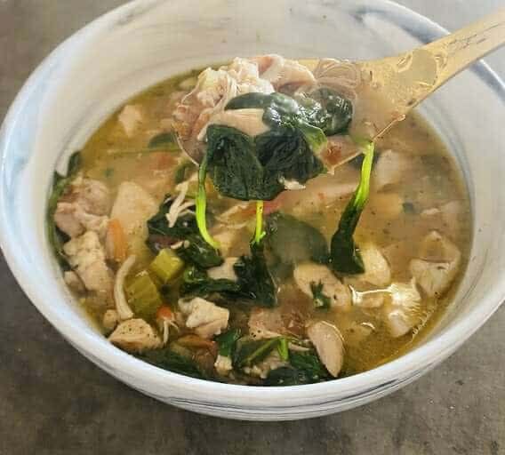 Chicken Florentine Soup with Rosemary Olive Bread Cooking Class