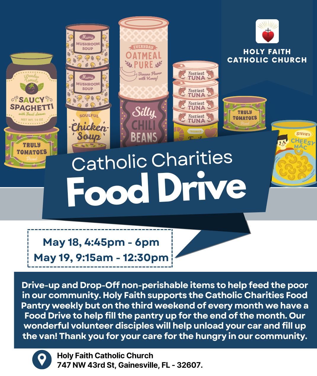 Catholic Charities Food Drive at Holy Faith