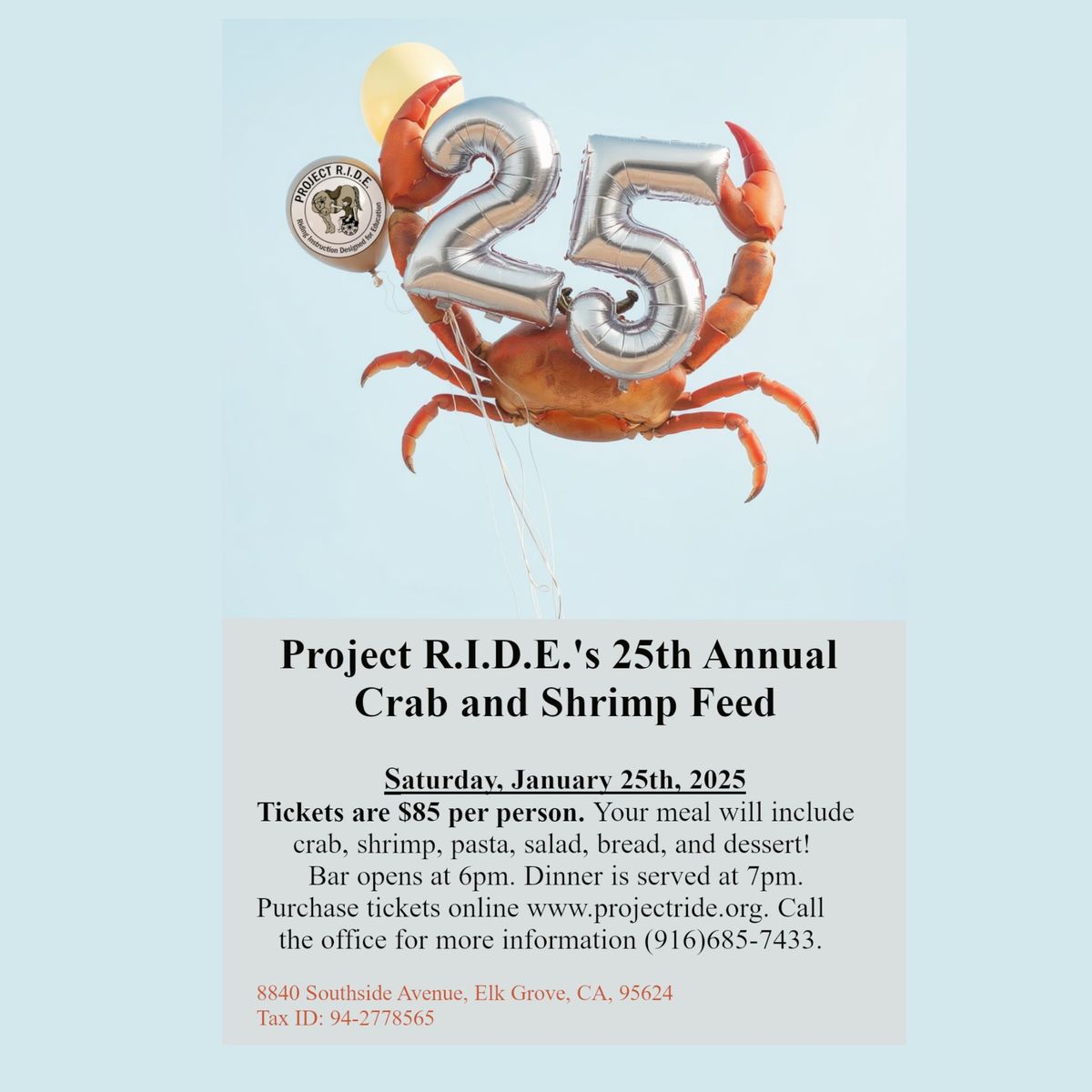 Project R.I.D.E., Inc. 25th Annual Crab and Shrimp Feed