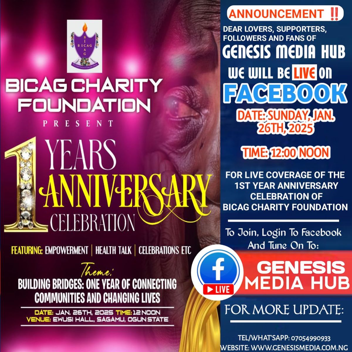 Live Coverage Of Bicag Charity Foundation's 1st Year Anniversary 