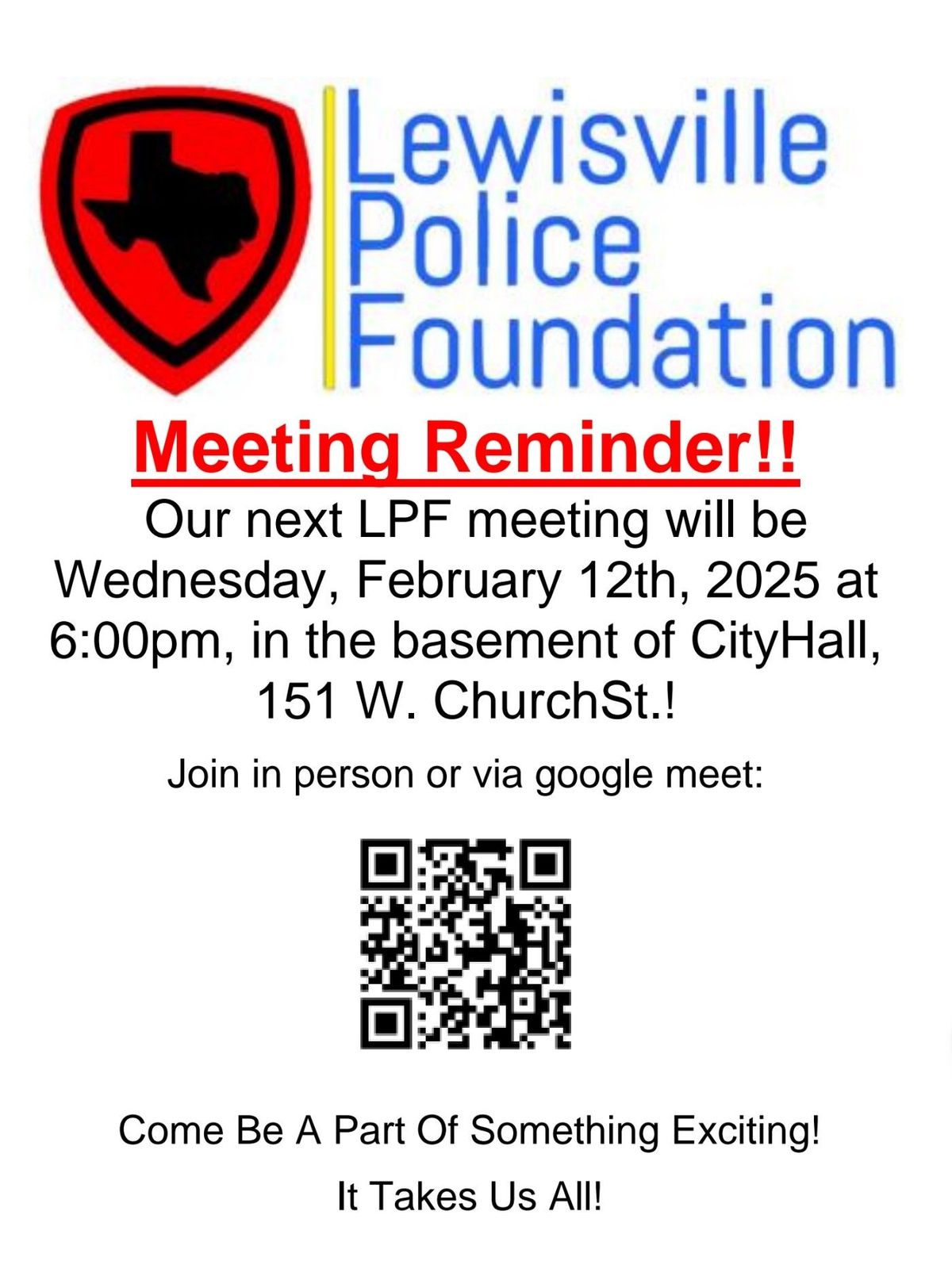 Lewisville Police Foundation Meeting