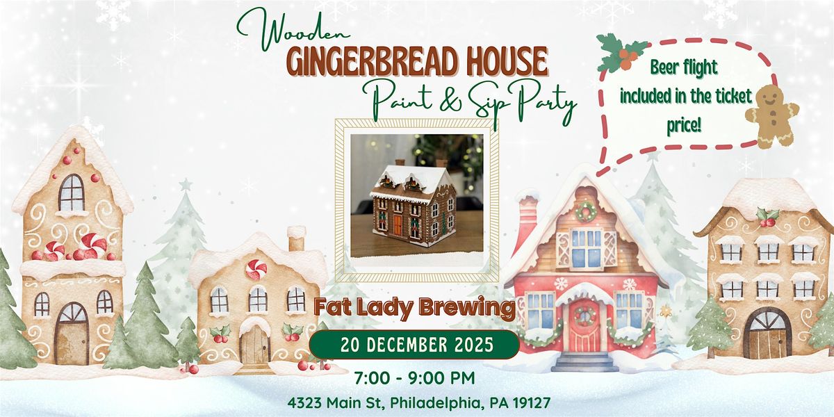 Wooden Gingerbread House Paint and Sip Party