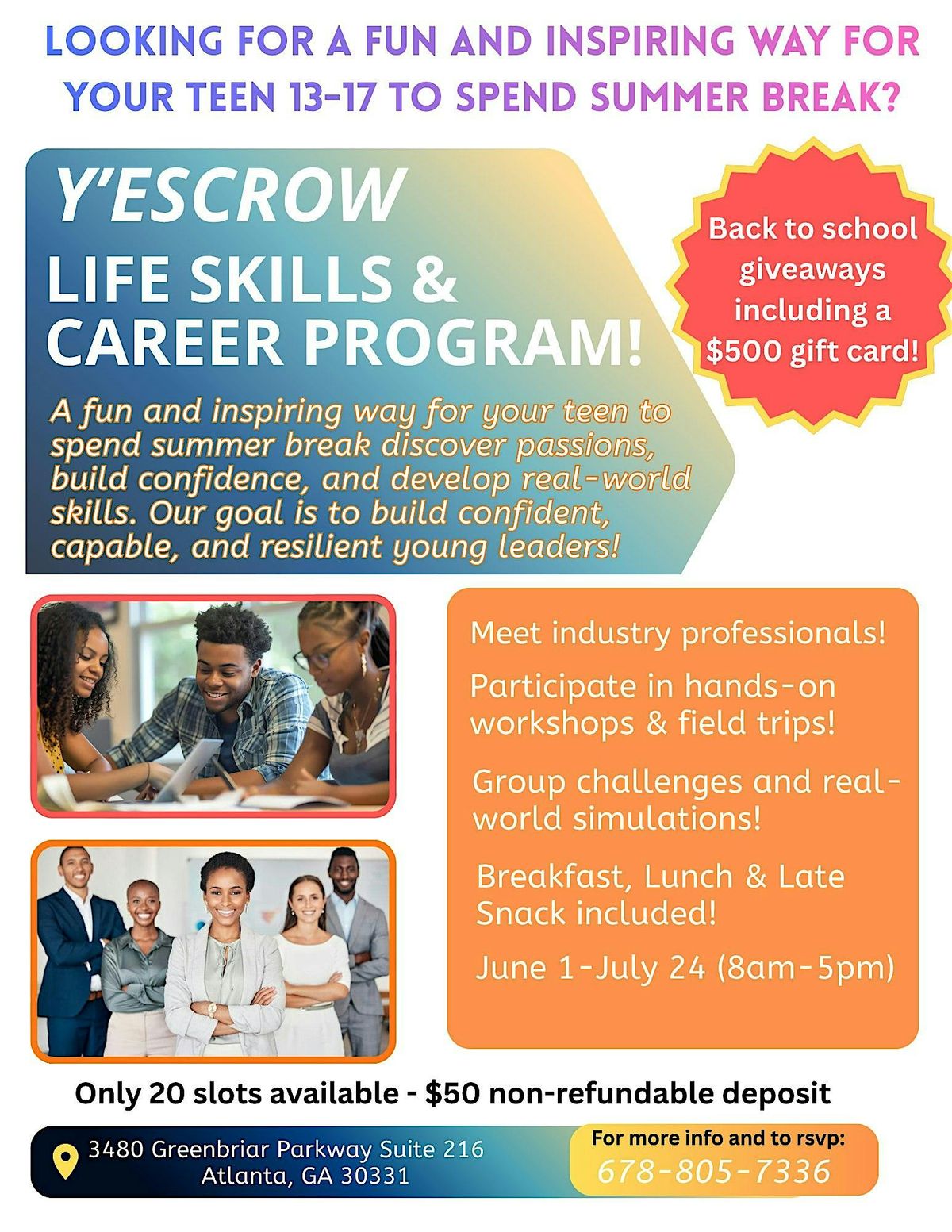 Summer Life Skills & Career Teen Program