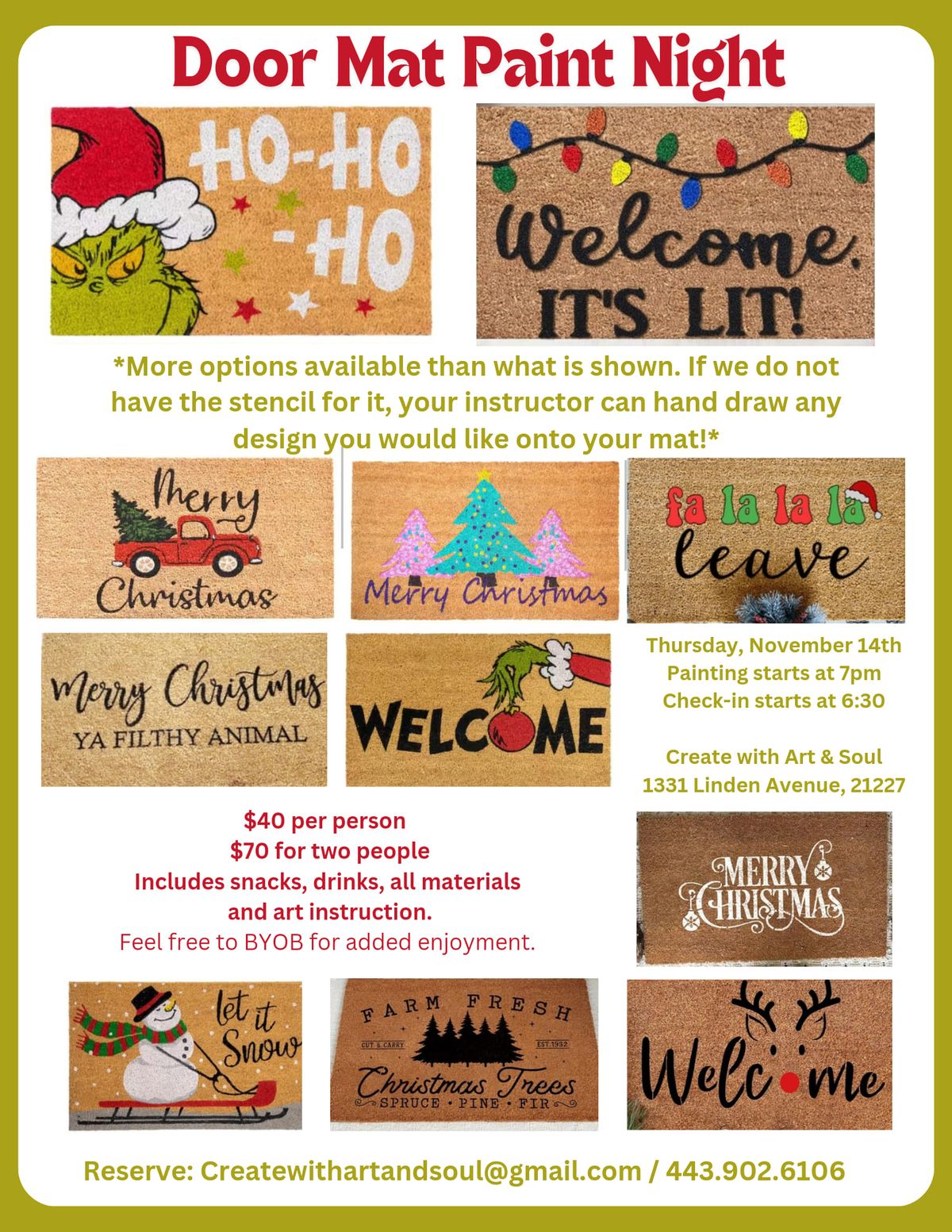 Doormat Paint Night- Christmas Style! 