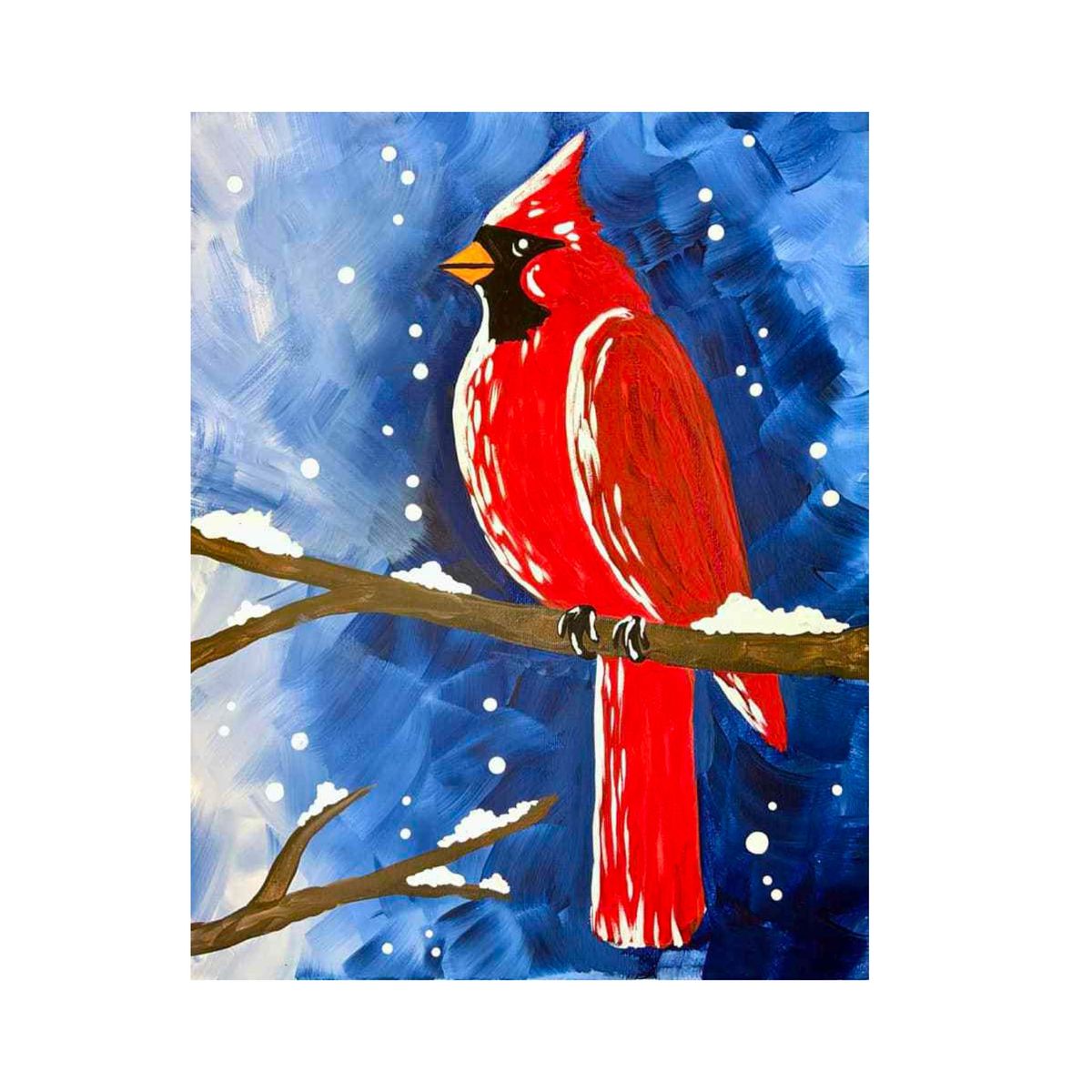 Acrylic Painting Winter Cardinal