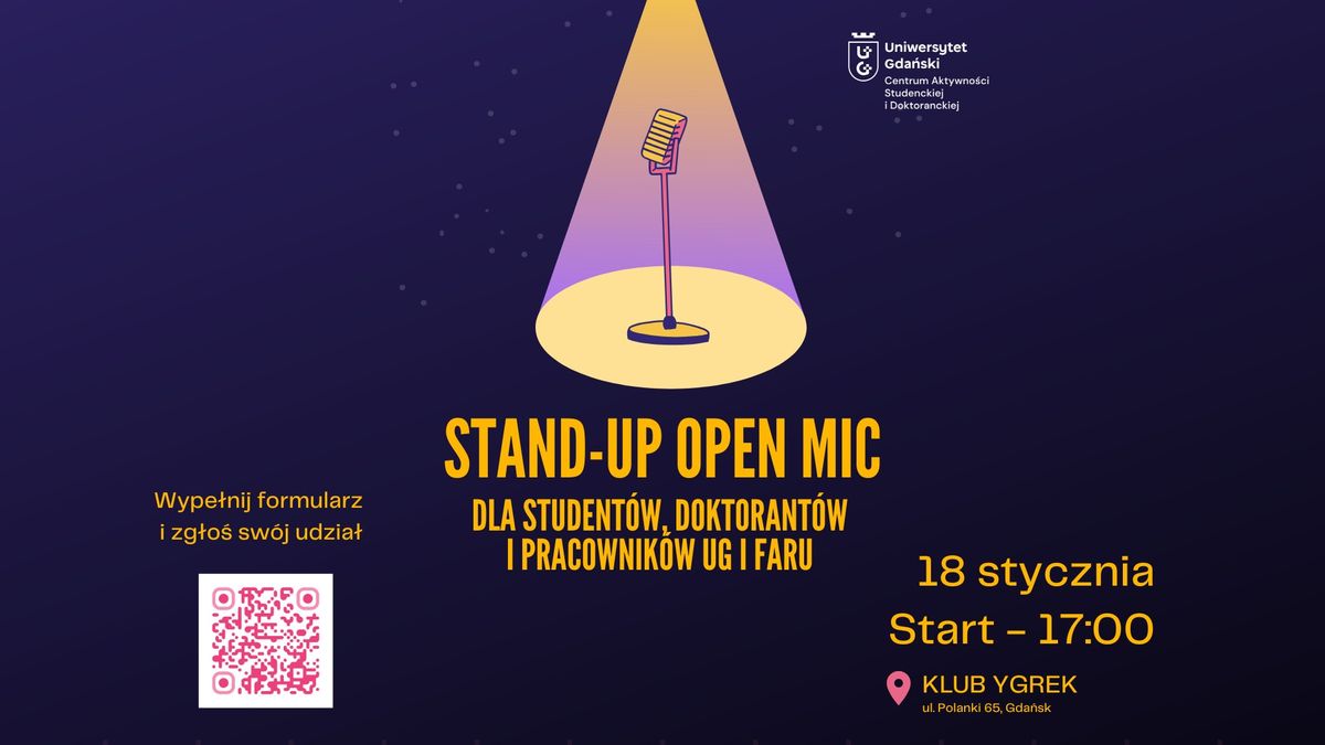  Stand-up Open Mic dla Student\u00f3w i Pracownik\u00f3w Uczelni Zwi\u0105zku Fahrenheita! 