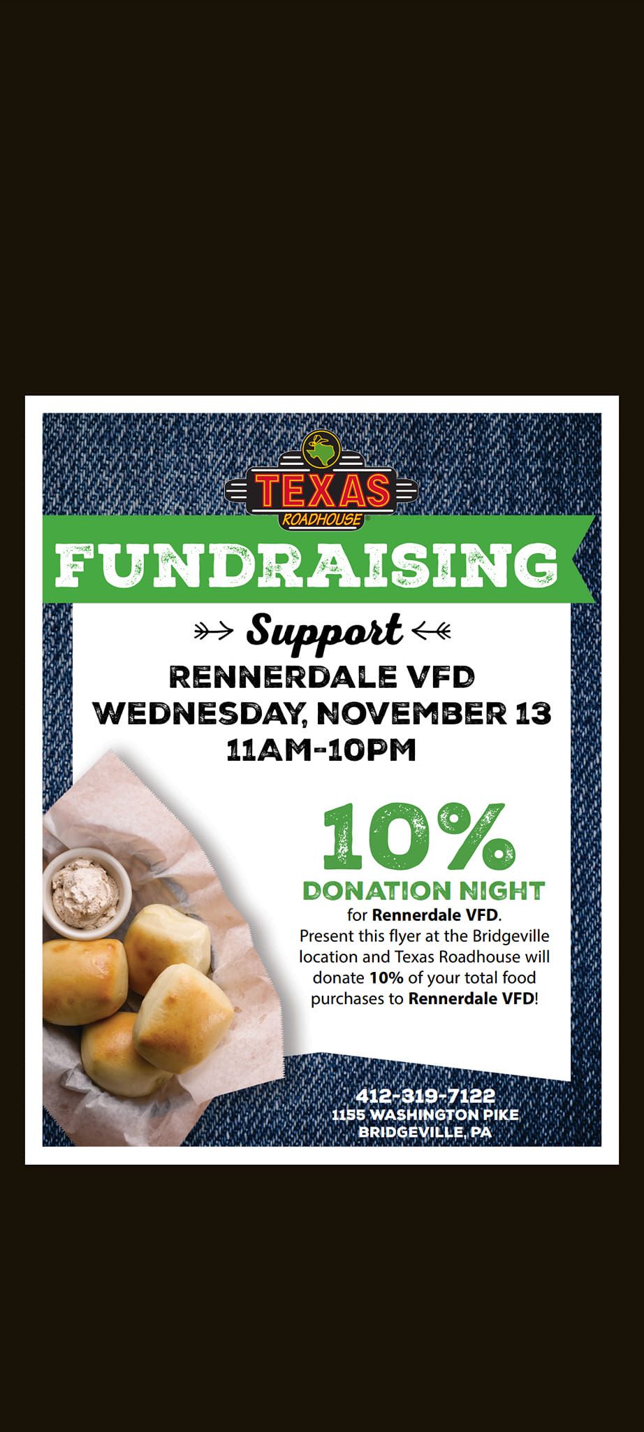 Rennerdale Volunteer Fire Department Fundraiser at Texas Roadhouse