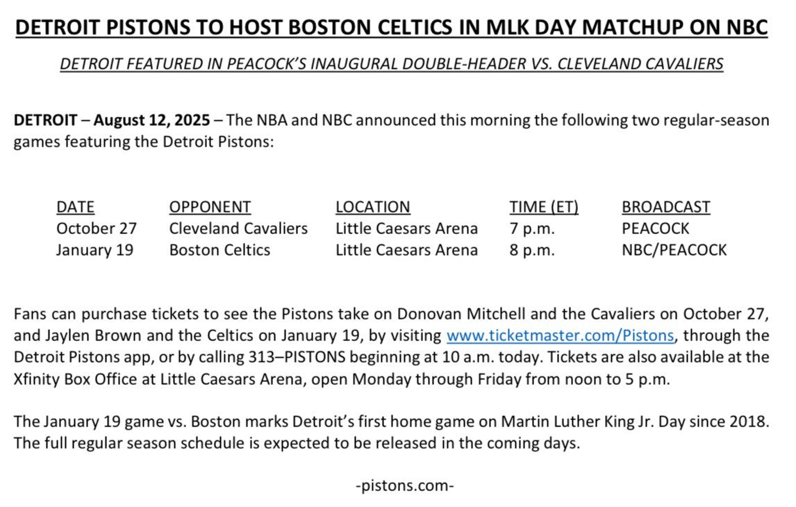Detroit Pistons vs. Cleveland Cavaliers