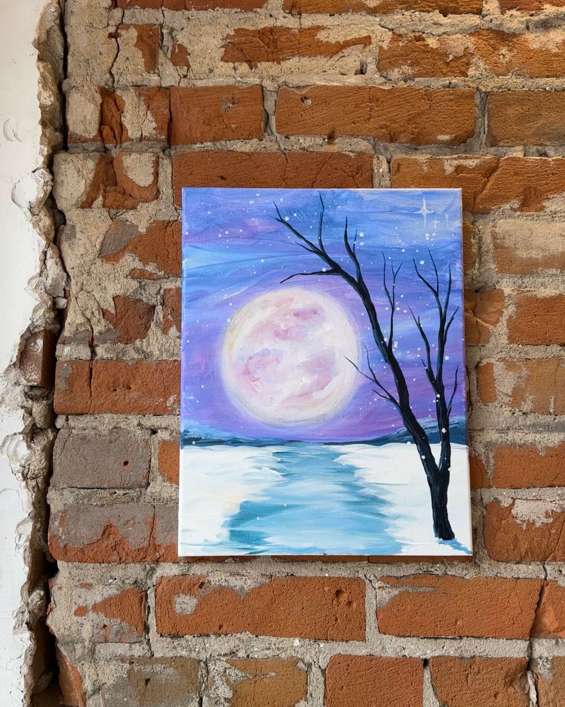 Soft Winter Moonlight Paint Class