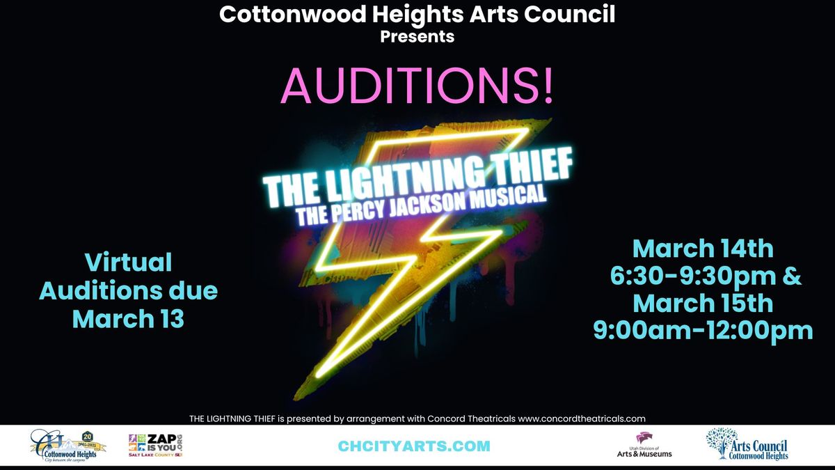 Auditions for the Cottonwood Heights Arts Council's\u26a1The Lightning Thief: The Percy Jackson Musical \u26a1