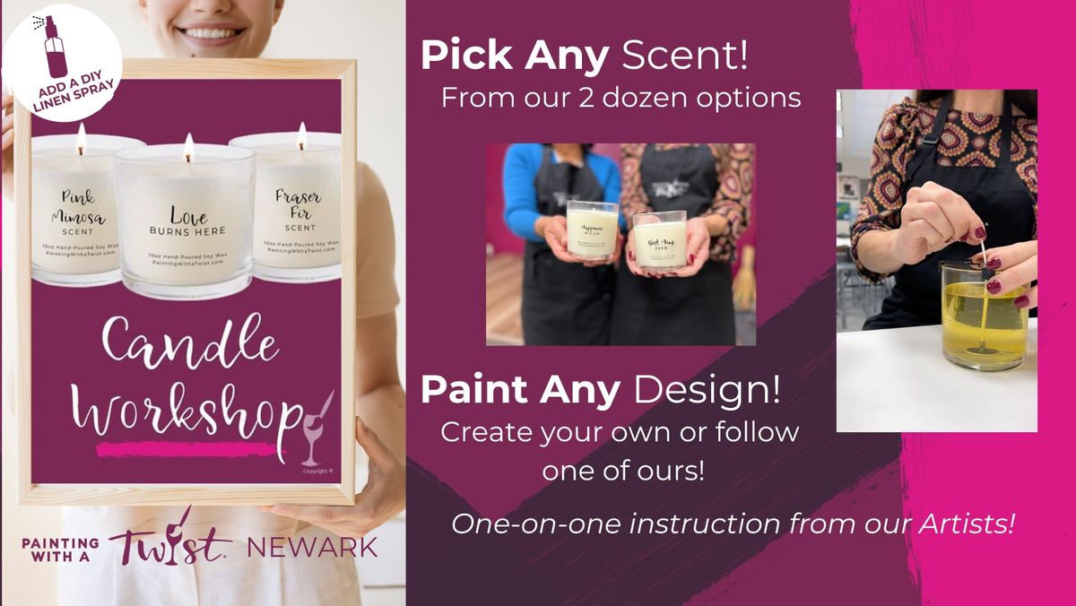 Paint & Sip - Happy Hour: Paint & Pour a Candle (Choose Design)