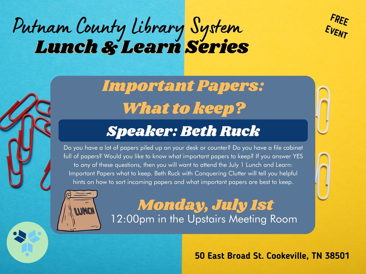 Lunch and Learn: Important Papers with Beth Ruck