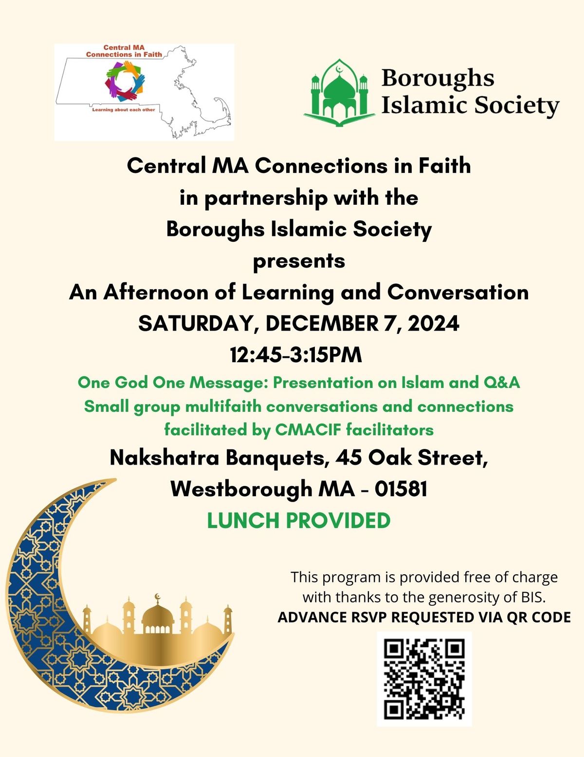 An Afternoon of Learning and Conversation with Connections in Faith and Boroughs Islamic Society