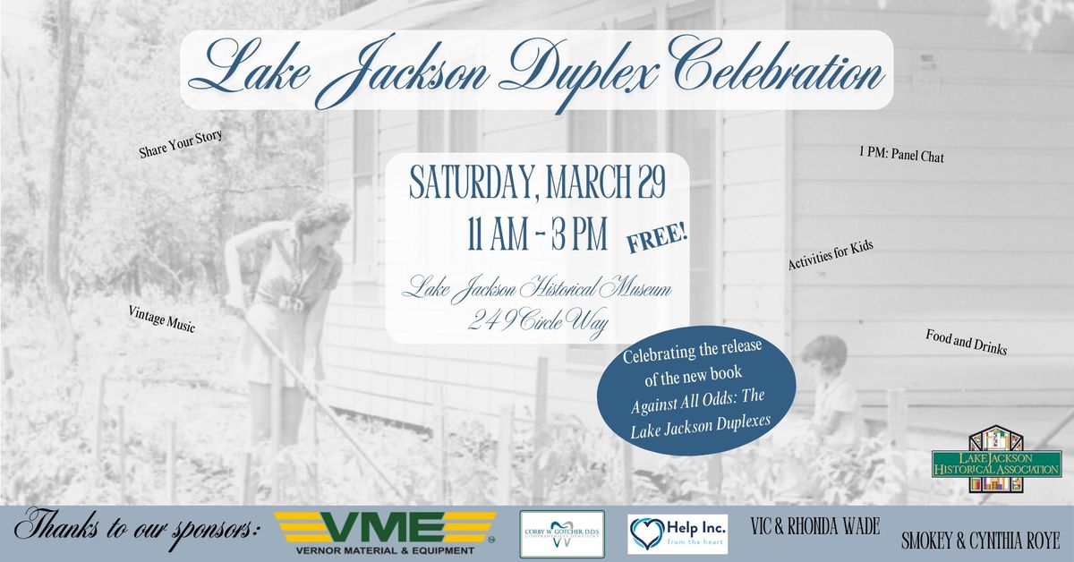 Lake Jackson Duplexes Celebration Event and Book Release