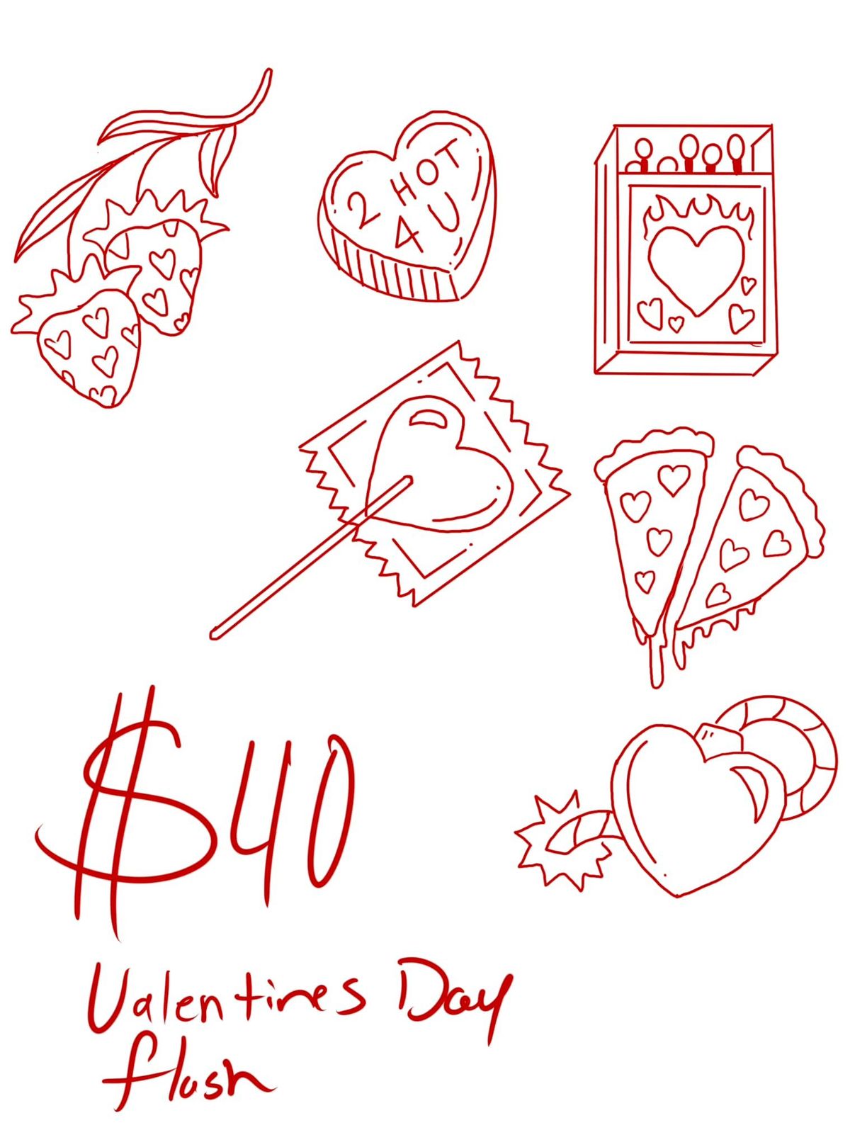 Valentine\u2019s Day tattoo flash 