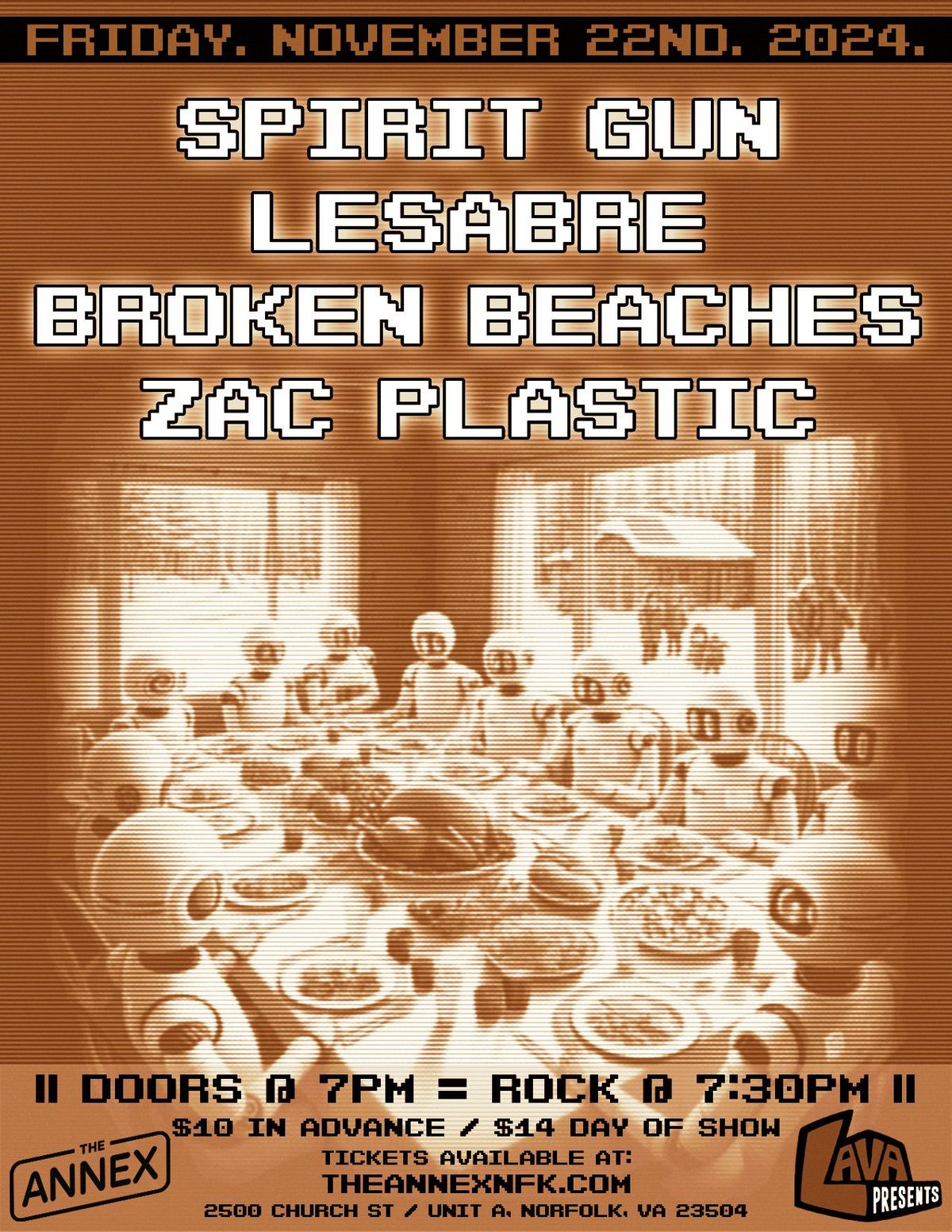 LAVA Presents: Spirit Gun, Lesabre, Broken Beaches, Zac Plastic at The Annex