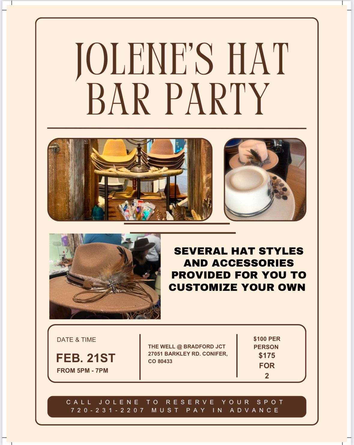 Jolene\u2019s Hat Bar Party