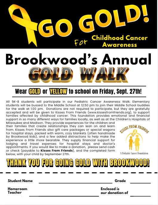 Brookwood's Annual Gold Walk: Go Gold for Childhood Cancer Awareness