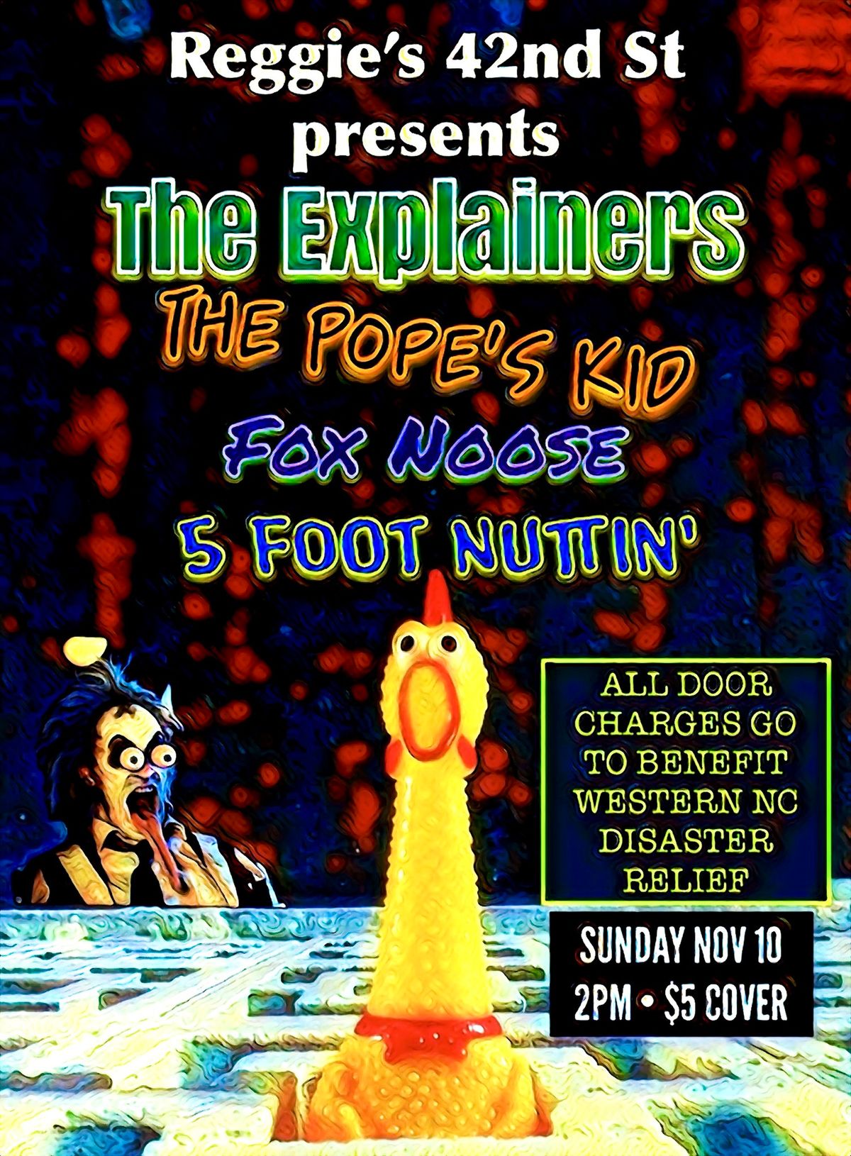 Reggie\u2019s Sunday Matinee Benefit for NC Mtns w\/The Explainers, Fox Noose, Pope\u2019s Kid, & 5 Foot Nuttin