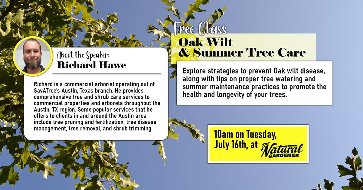 Free Class: Oak Wilt and Summer Tree Care - Presented by Richard Hawe