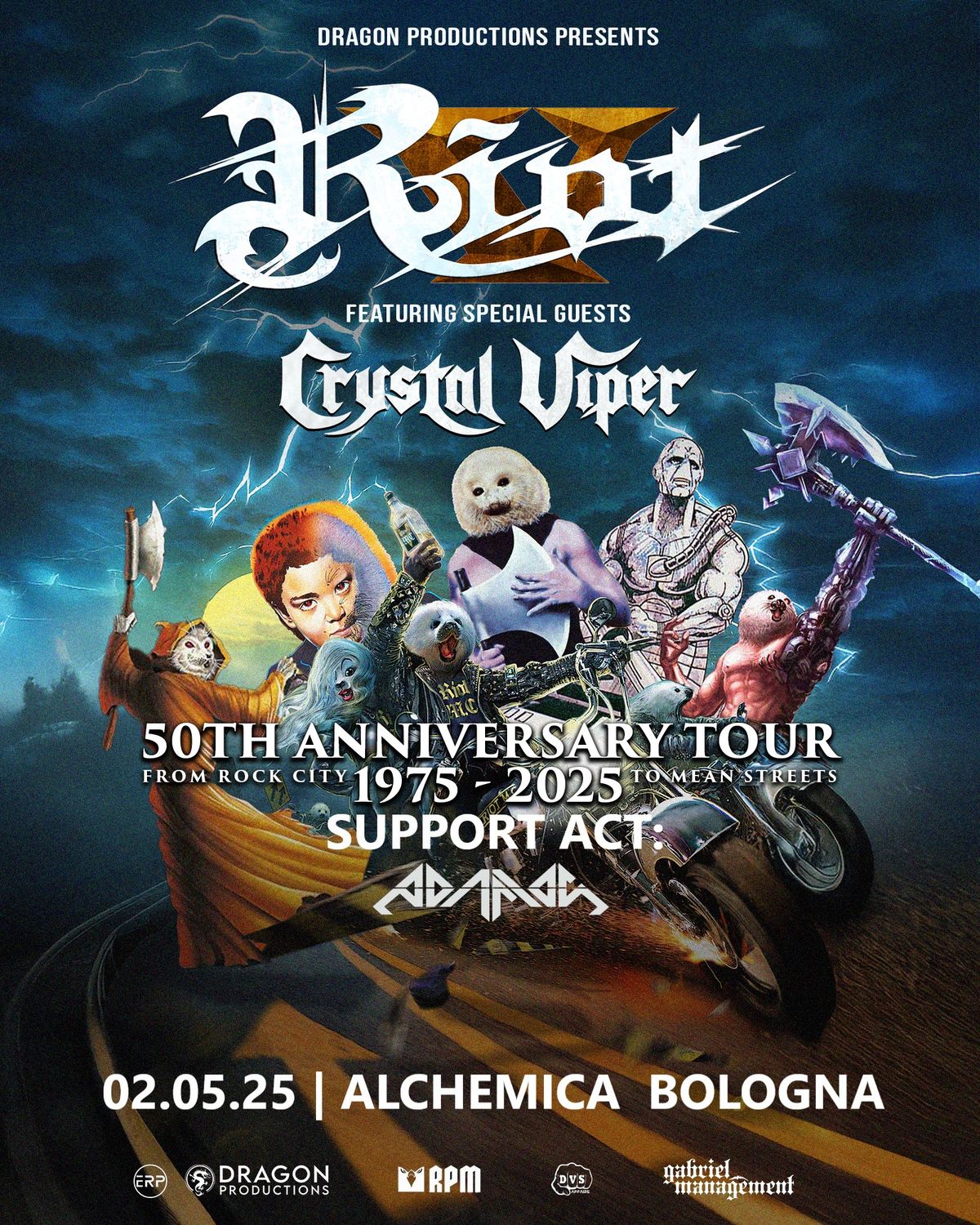 Riot V + Crystal Viper + Adamas | 2 maggio 2024 Alchemica Bologna