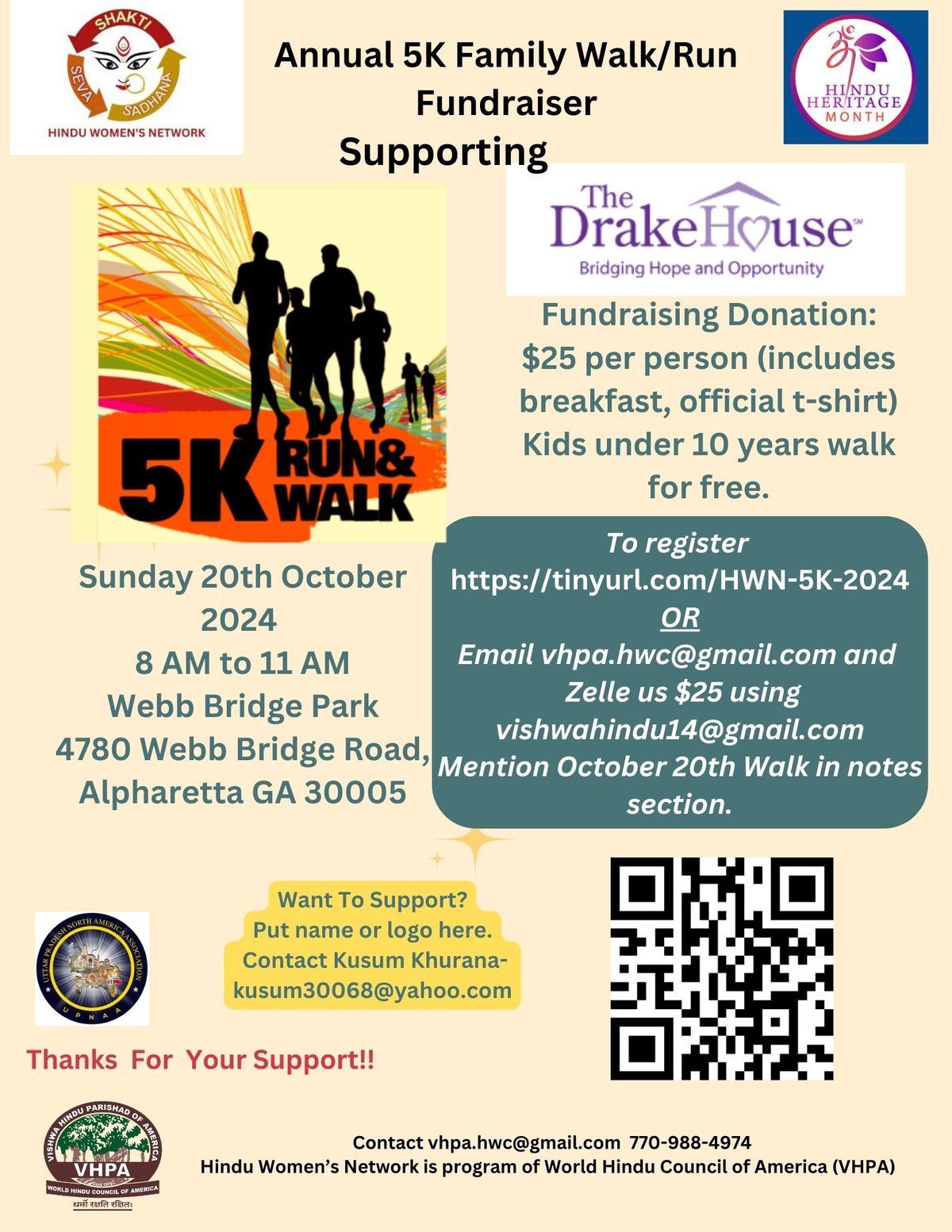 Annual 5K walk for fundraising The Drake House and HWN