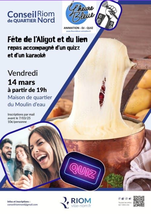 soir\u00e9e de l'Aligot et du lien + Karaok\u00e9 et Quizz avec l'heure Bleue