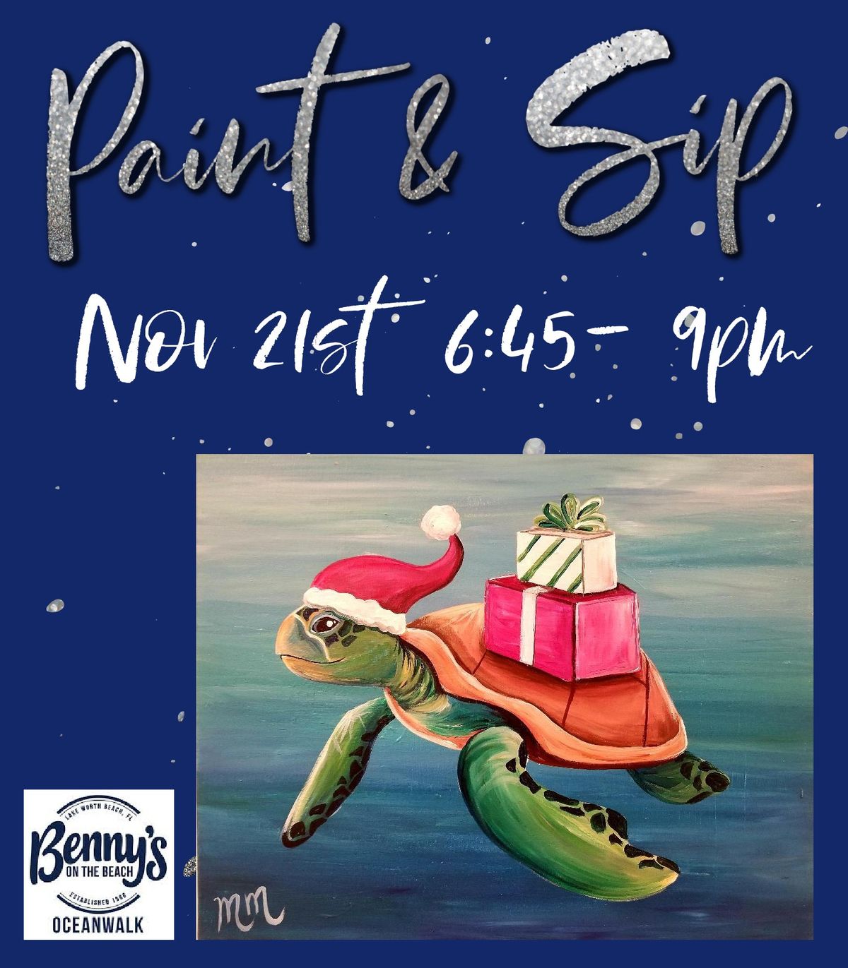 Paint by Line Santa Seaturtle Paint Night 